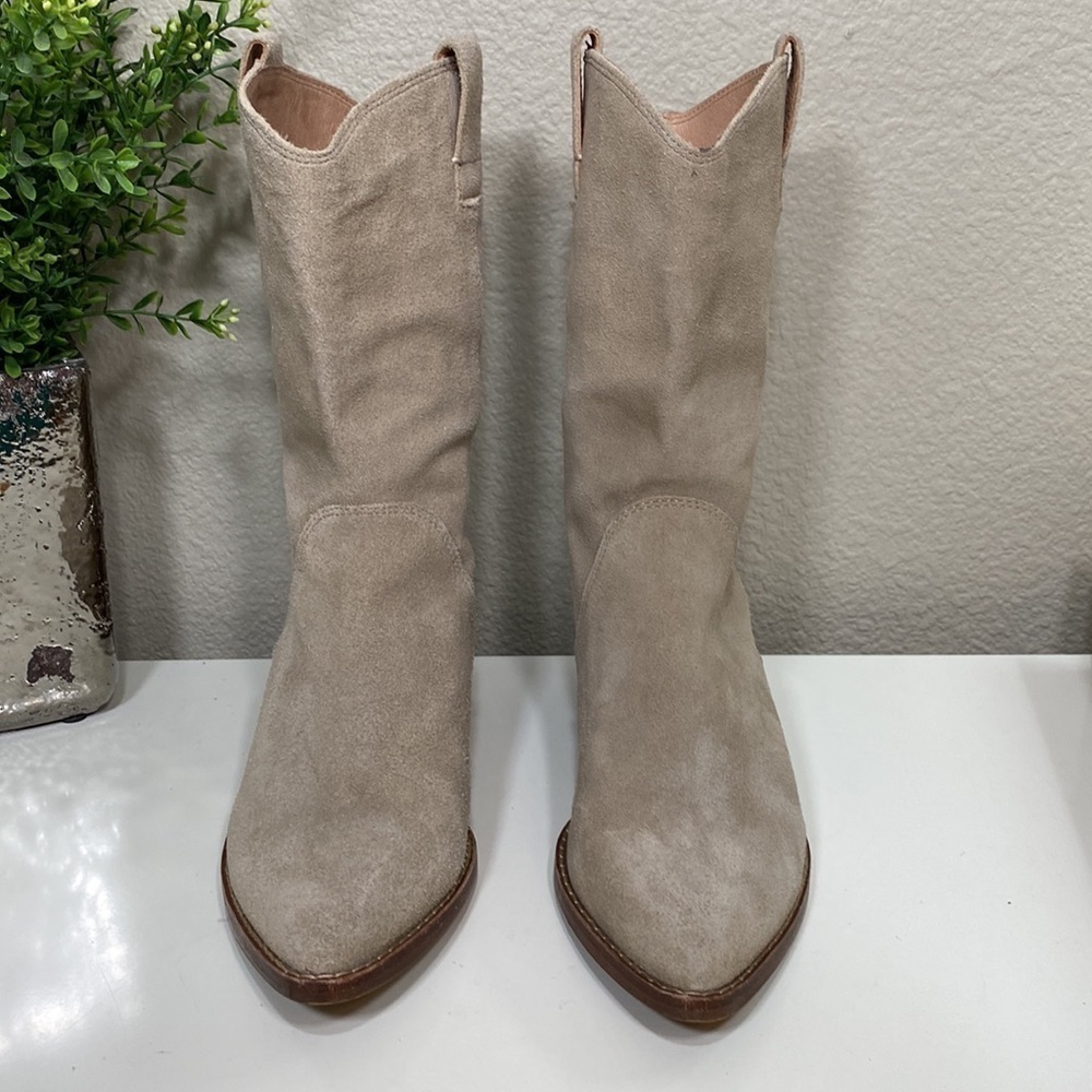 Madewell The Cassity Tall Western Suede Boot Walnut Shell sz 7.5 NG673 - Picture 6 of 16